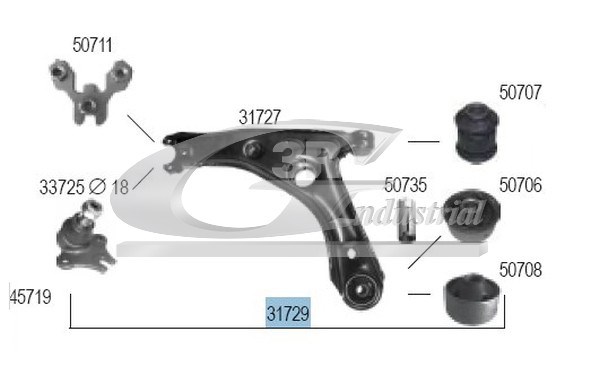 Control Arm/Trailing Arm, wheel suspension 3RG 31729