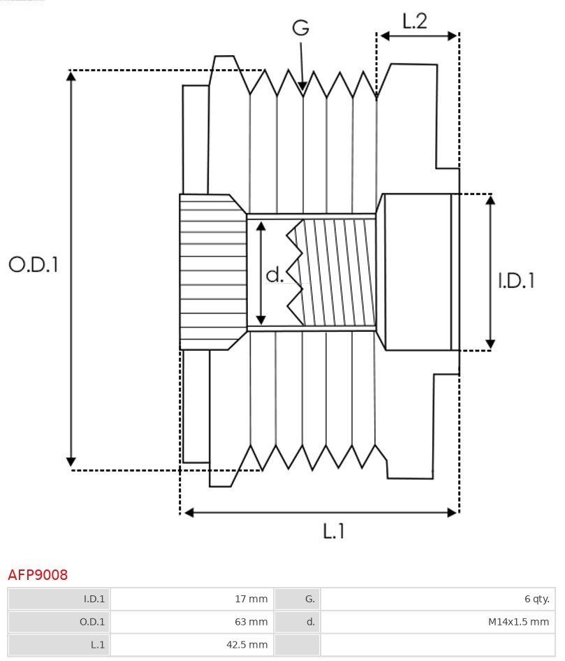 Alternator Freewheel Clutch AS-PL AFP9008 4