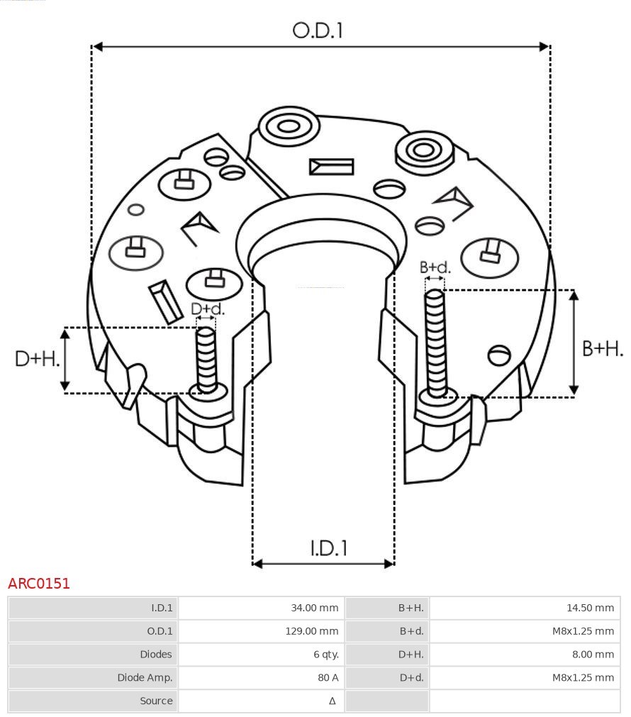 Rectifier, alternator AS-PL ARC0151 3