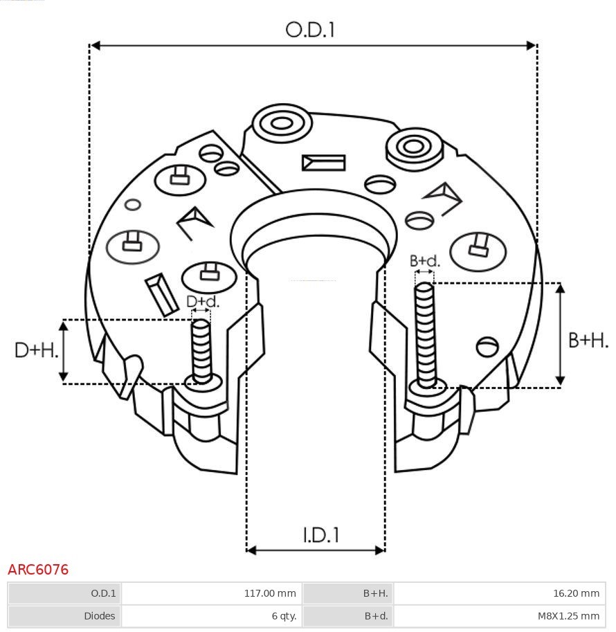 Rectifier, alternator AS-PL ARC6076 3