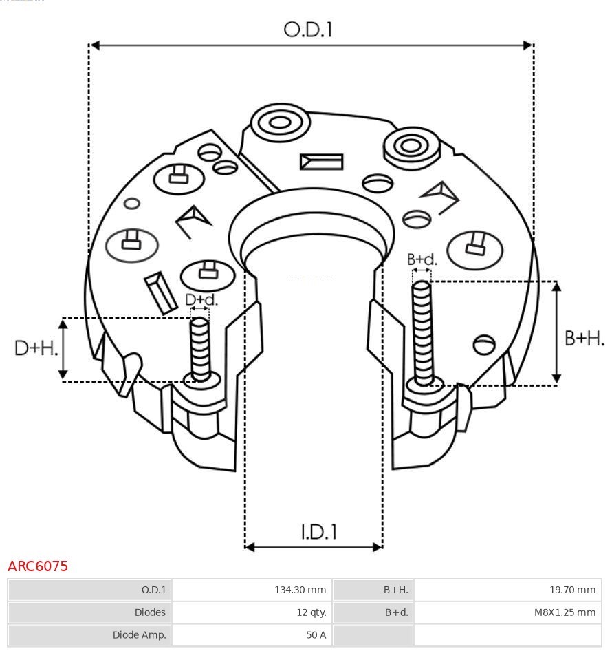 Rectifier, alternator AS-PL ARC6075 3