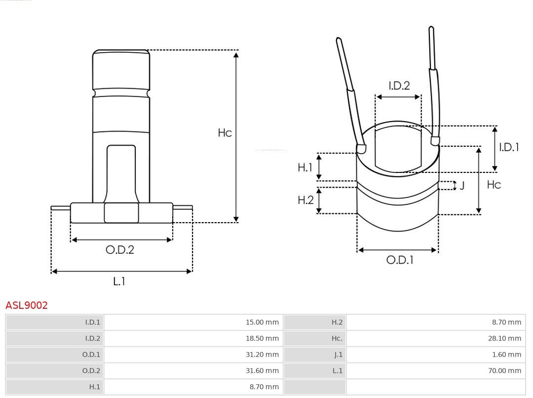 Slip Ring, alternator AS-PL ASL9002 4