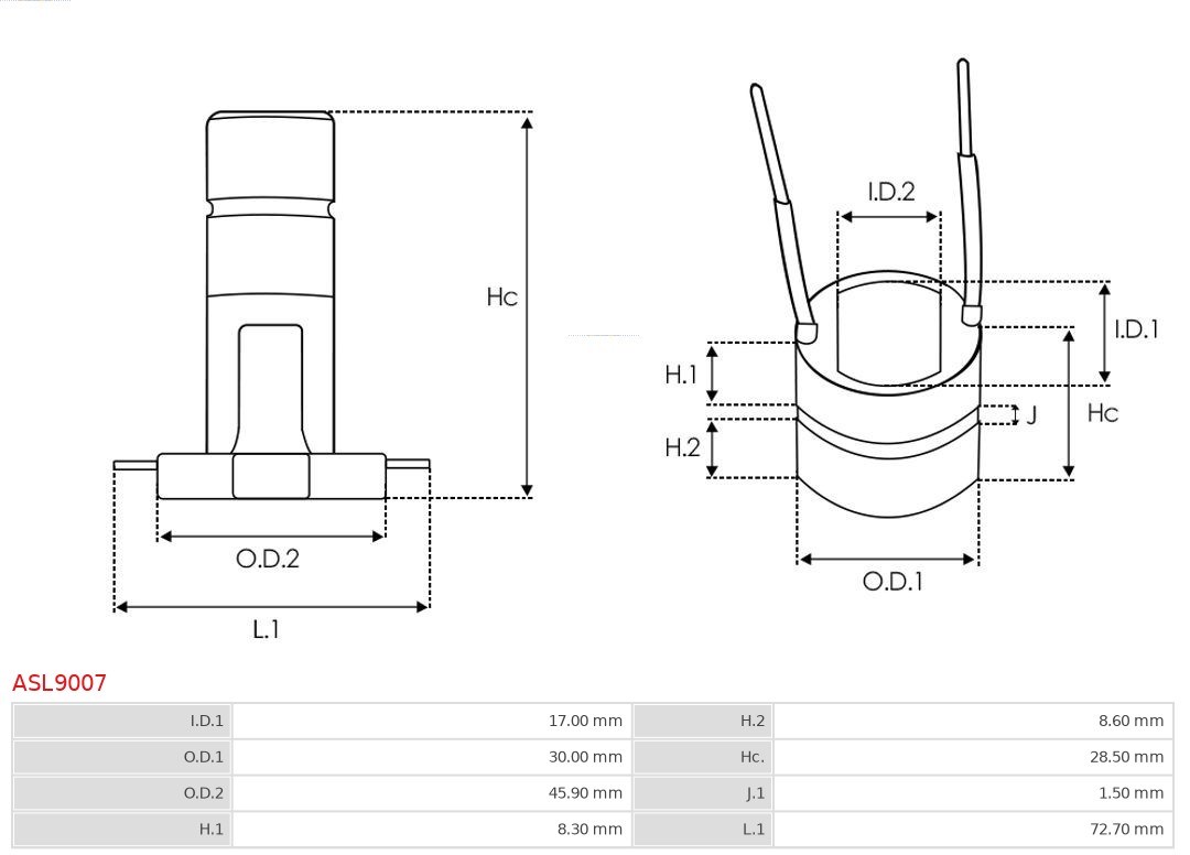 Slip Ring, alternator AS-PL ASL9007 4