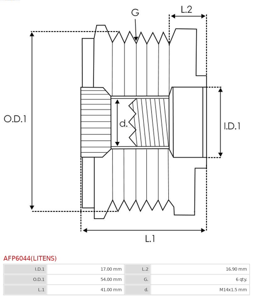 Alternator Freewheel Clutch AS-PL AFP6044LITENS 4
