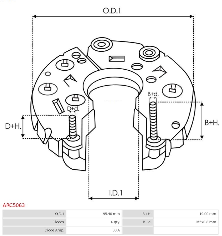 Rectifier, alternator AS-PL ARC5063 3