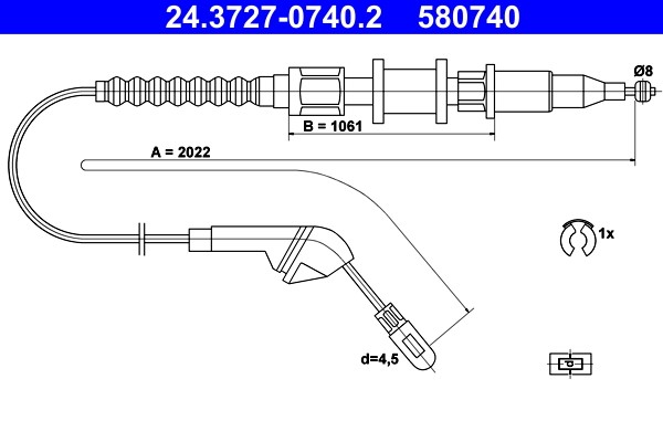 Cable Pull, parking brake ATE 24.3727-0740.2