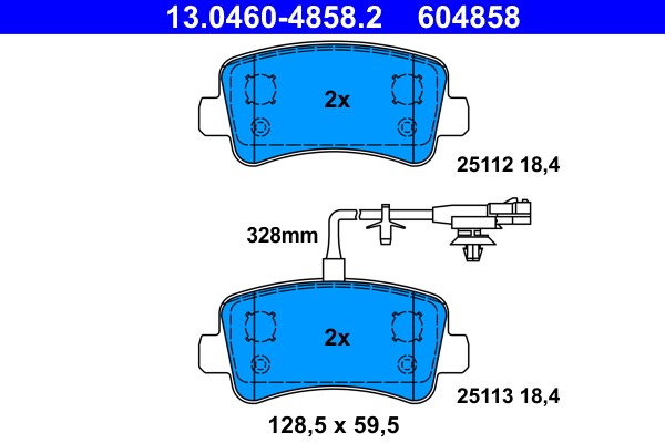 Brake Pad Set, disc brake ATE 13.0460-4858.2