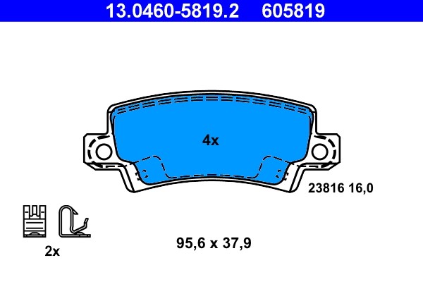 Brake Pad Set, disc brake ATE 13.0460-5819.2