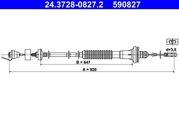 Cable Pull, clutch control ATE 24.3728-0827.2