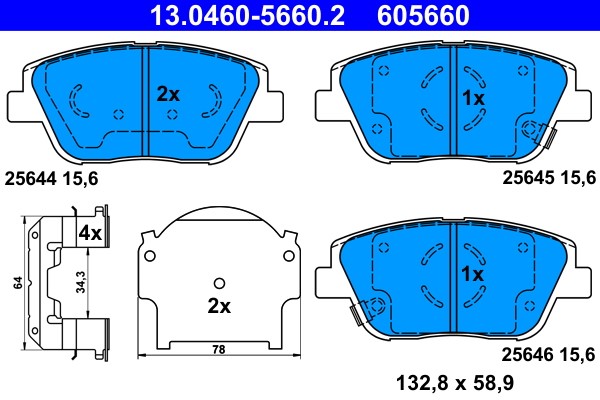 Brake Pad Set, disc brake ATE 13.0460-5660.2