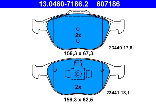 Brake Pad Set, disc brake ATE 13.0460-7186.2