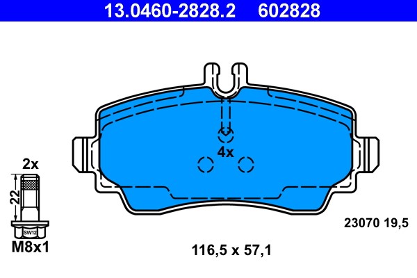 Brake Pad Set, disc brake ATE 13.0460-2828.2