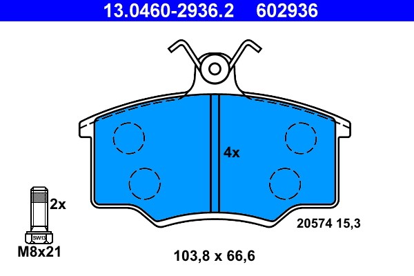 Brake Pad Set, disc brake ATE 13.0460-2936.2