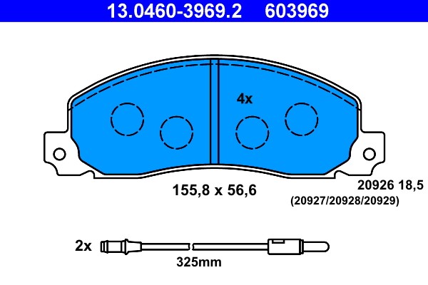 Brake Pad Set, disc brake ATE 13.0460-3969.2