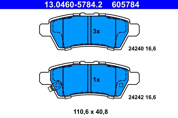 Brake Pad Set, disc brake ATE 13.0460-5784.2