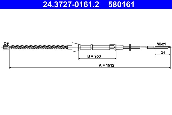 Cable Pull, parking brake ATE 24.3727-0161.2