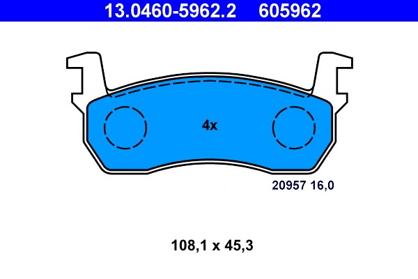 Brake Pad Set, disc brake ATE 13.0460-5962.2