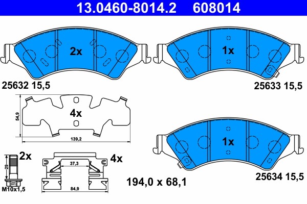 Brake Pad Set, disc brake ATE 13.0460-8014.2