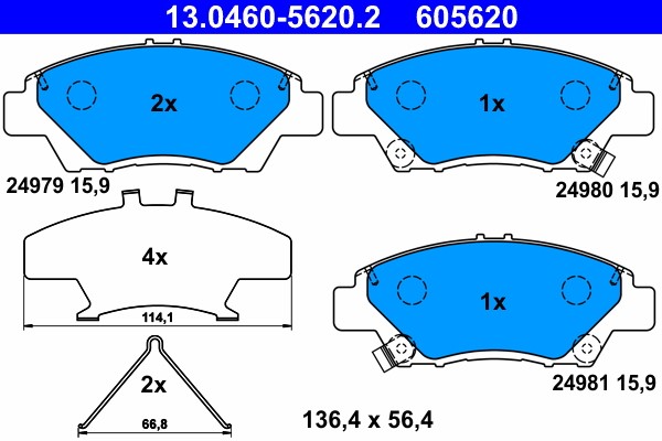 Brake Pad Set, disc brake ATE 13.0460-5620.2