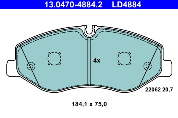 Brake Pad Set, disc brake ATE 13.0470-4884.2