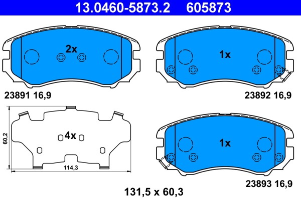 Brake Pad Set, disc brake ATE 13.0460-5873.2
