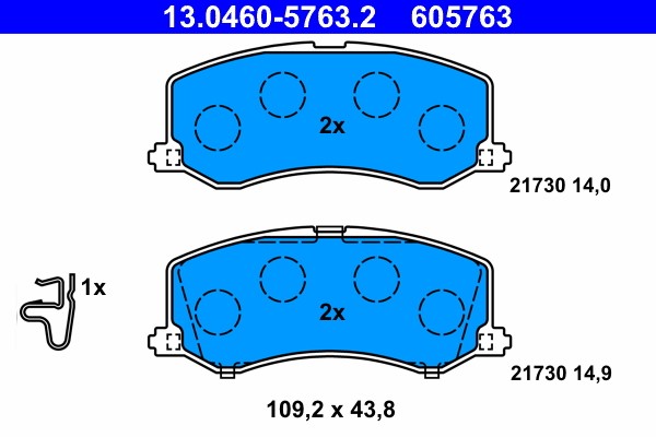 Brake Pad Set, disc brake ATE 13.0460-5763.2