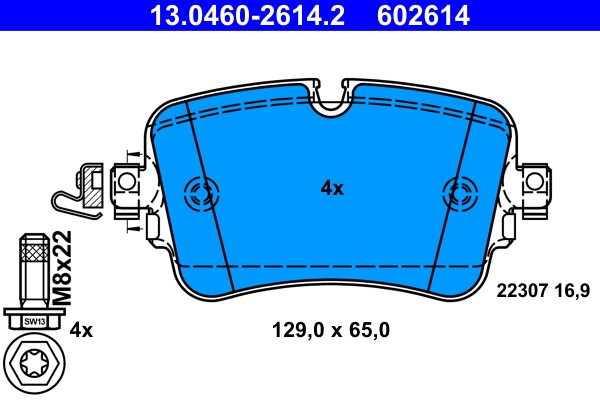 Brake Pad Set, disc brake ATE 13.0460-2614.2