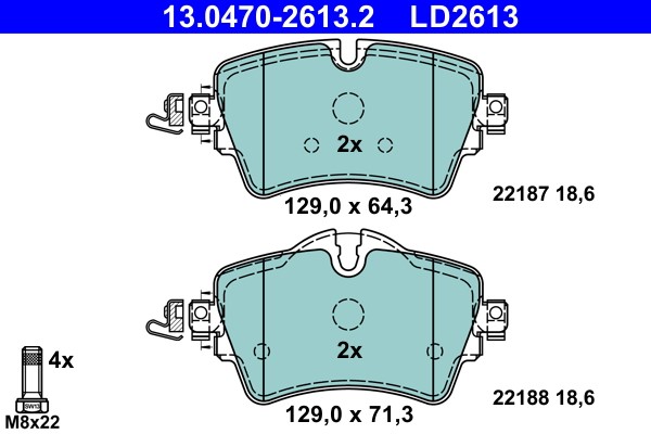 Brake Pad Set, disc brake ATE 13.0470-2613.2