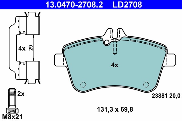 Brake Pad Set, disc brake ATE 13.0470-2708.2