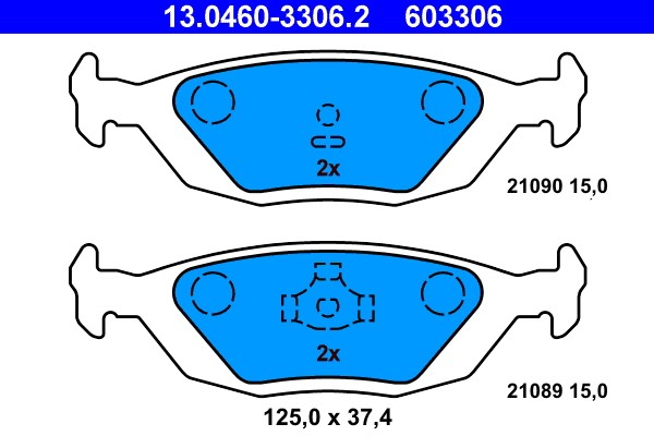 Brake Pad Set, disc brake ATE 13.0460-3306.2