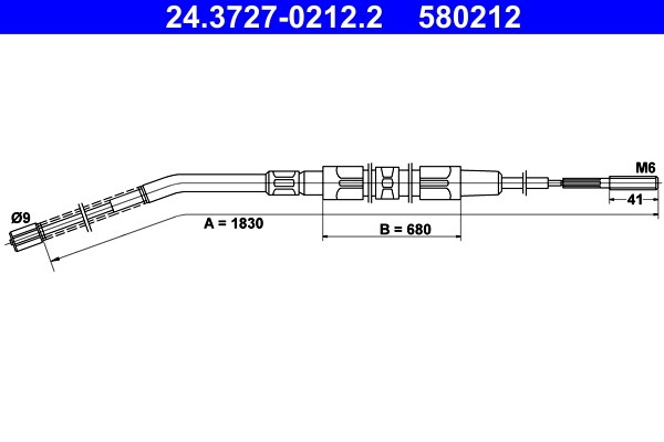 Cable Pull, parking brake ATE 24.3727-0212.2