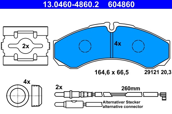 Brake Pad Set, disc brake ATE 13.0460-4860.2