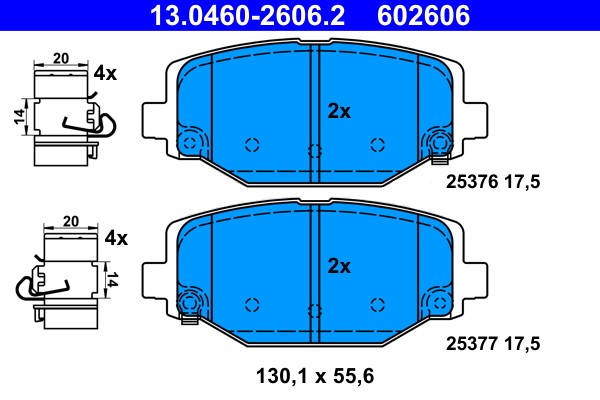 Brake Pad Set, disc brake ATE 13.0460-2606.2