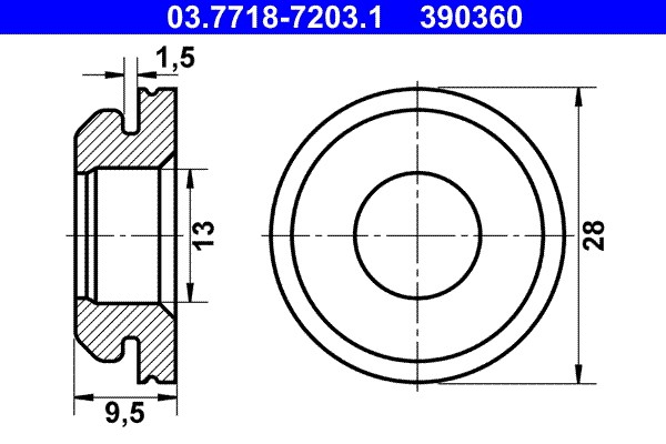 Seal, vacuum hose connector pipe ATE 03.7718-7203.1
