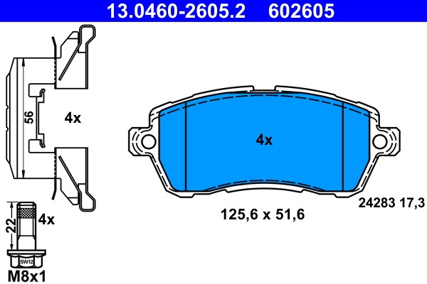 Brake Pad Set, disc brake ATE 13.0460-2605.2
