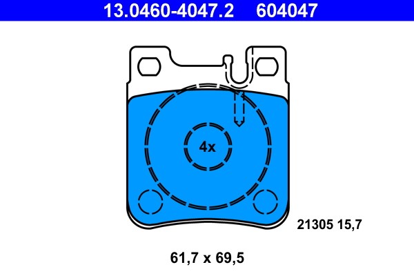 Brake Pad Set, disc brake ATE 13.0460-4047.2