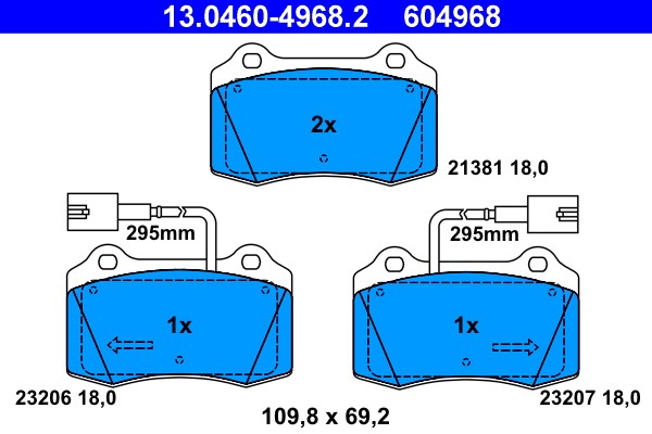 Brake Pad Set, disc brake ATE 13.0460-4968.2