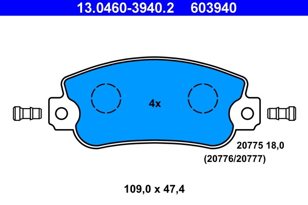 Brake Pad Set, disc brake ATE 13.0460-3940.2