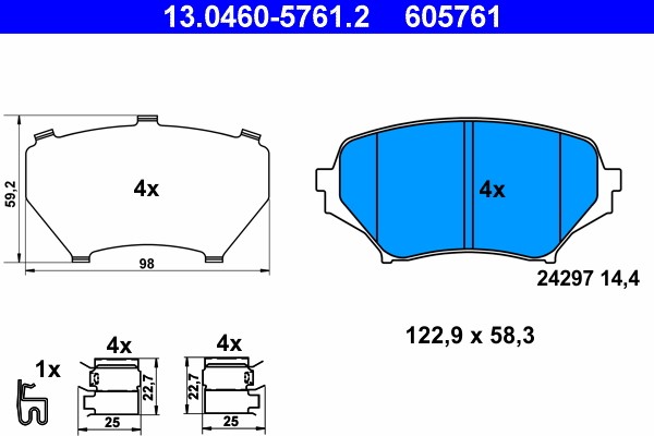 Brake Pad Set, disc brake ATE 13.0460-5761.2