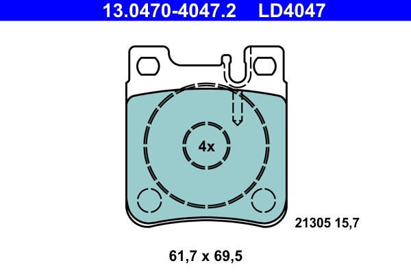 Brake Pad Set, disc brake ATE 13.0470-4047.2