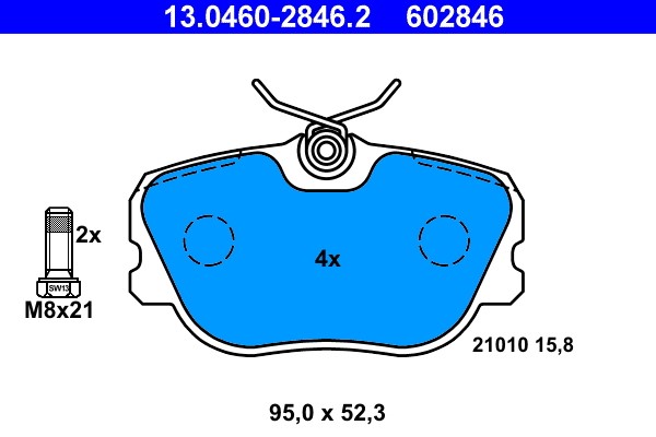Brake Pad Set, disc brake ATE 13.0460-2846.2
