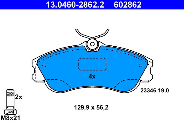 Brake Pad Set, disc brake ATE 13.0460-2862.2