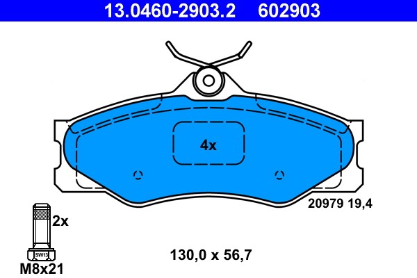 Brake Pad Set, disc brake ATE 13.0460-2903.2