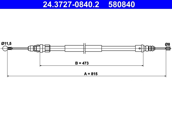 Cable Pull, parking brake ATE 24.3727-0840.2