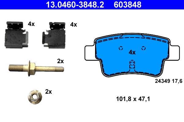 Brake Pad Set, disc brake ATE 13.0460-3848.2