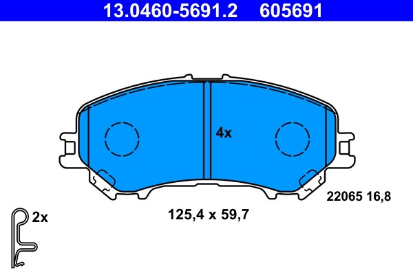 Brake Pad Set, disc brake ATE 13.0460-5691.2