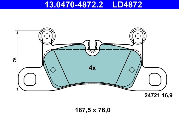 Brake Pad Set, disc brake ATE 13.0470-4872.2