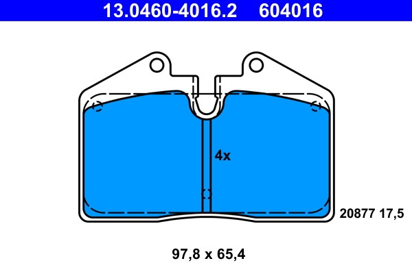 Brake Pad Set, disc brake ATE 13.0460-4016.2