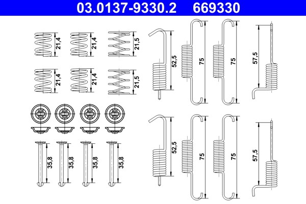 Accessory Kit, parking brake shoes ATE 03.0137-9330.2