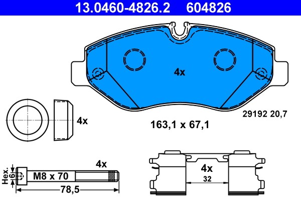 Brake Pad Set, disc brake ATE 13.0460-4826.2